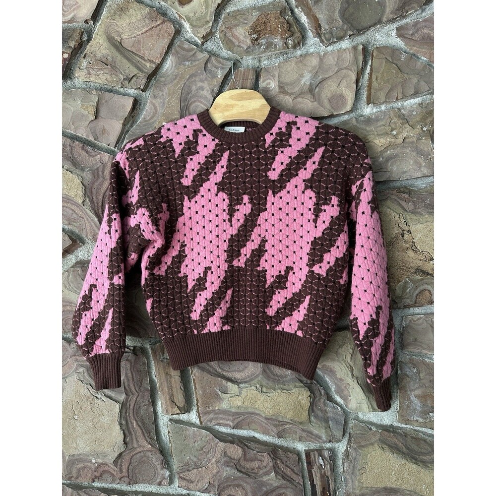 BOHME LONG SLEEVE SWEATER WOMENS Small Felicity abstract print pink‎ overiszed - Picture 5 of 14